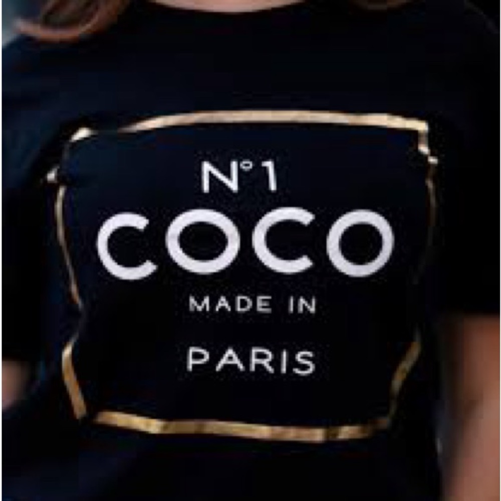 No 1 CoCo Made in Paris Black Gold Tee by Bella Canvas size Small